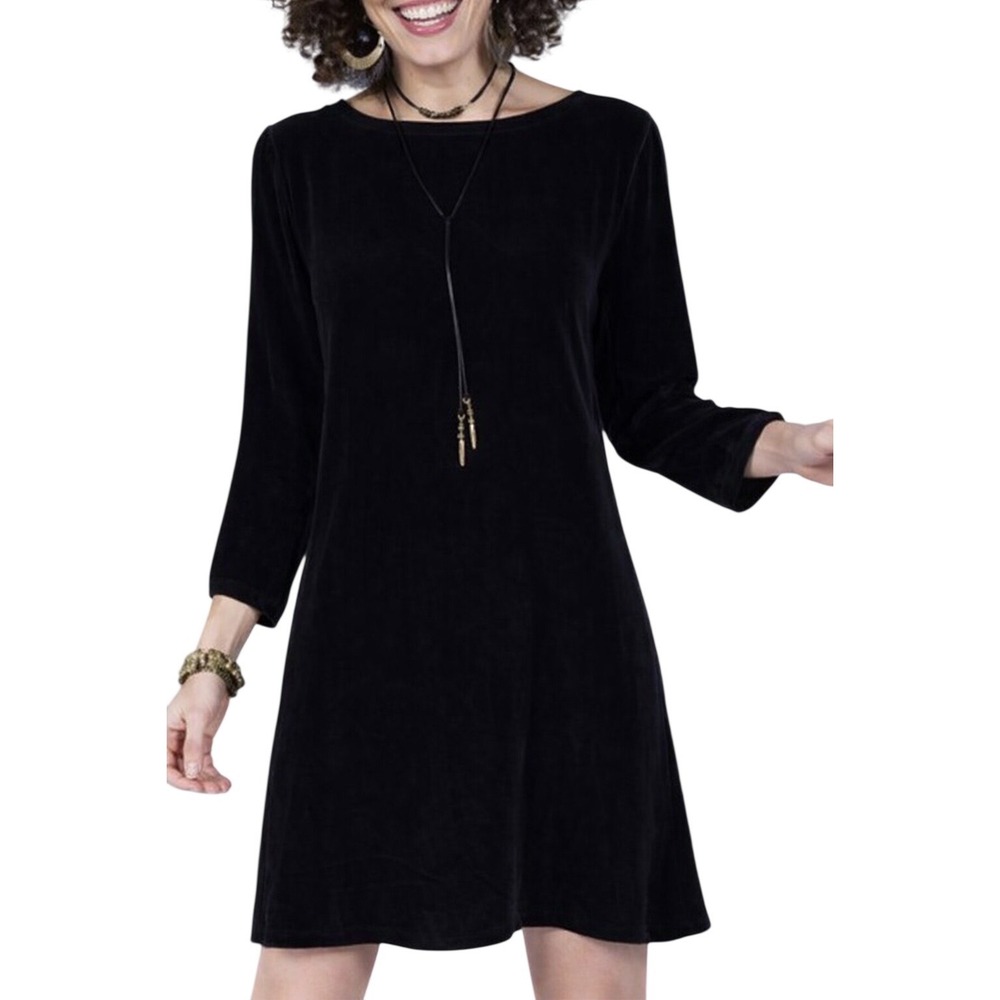 Anthropologie Ivy Jane Black Silk Velvet Long Sleeve Dress sz M Whimsigoth Party